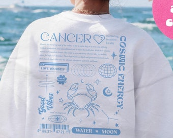 Cancer Sweatshirt, Astrology Y2K Sweatshirt, Celestial Sweatshirt, Birthday Gift for Cancer, Cancer Zodiac Sweatshirt, Astrology Shirt