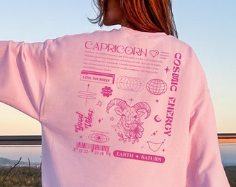 Capricorn Sweatshirt, Astrology Y2K Sweatshirt, Celestial Sweatshirt, Gift for Capricorn, Zodiac Sweatshirt, Capricorn Astrology Shirt