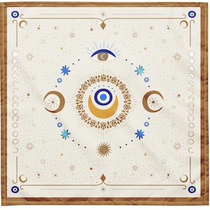 Panno per tarocchi del malocchio / Tappetino per tarocchi / Panno per diffusione dei tarocchi / Panno per lettura dei tarocchi / Panno per altare per protezione, fortuna, design delle fasi lunari