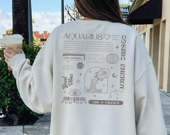 Aquarius Sweatshirt, Astrology Y2K Sweatshirt, Celestial Sweatshirt, Gift for Aquarius, Aquarius Zodiac Sweatshirt, Aquarius Astrology Shirt