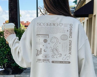 Scorpio Sweatshirt, Astrology Y2K Sweatshirt, Celestial Sweatshirt, Birthday Gift for Scorpio, Scorpio Zodiac Sweatshirt, Astrology Shirt