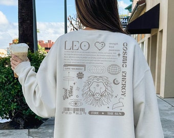 Leo Sweatshirt, Astrology Y2K Sweatshirt, Celestial Sweatshirt, Birthday Gift for Leo, Leo Zodiac Sweatshirt, Astrology Shirt, Zodiac Gift