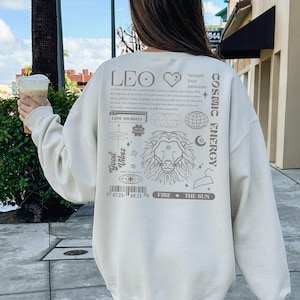 Bluza z nadrukiem Leo, Bluza z nadrukiem Astrologia Y2K, Bluza Celestial, Prezent urodzinowy dla Lwa, Bluza z nadrukiem Zodiak Lew, Koszulka z nadrukiem Astrologia, Prezent zodiakalny