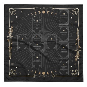 Tarot Spread Cloth with Celtic Cross | Tarot Reading Cloth | Learn Tarot Altar Cloth | Tarot Cloth for Beginners | Tarot Deck Accessories