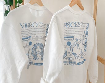 Zodiac Matching Bestie Sweatshirts, Celestial Sweatshirt, Astrology Shirt, Best Friend Hoodie, Gift for Capricorn, Y2K Aesthetic Hoodie