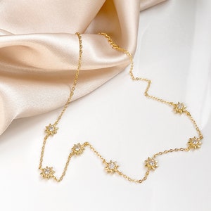 Dainty Star Choker | Star Necklace Choker | Tiny Necklace Gift | Sunburst Necklace Choker | Gold Star Choker | Starburst Necklace | 14K Gold