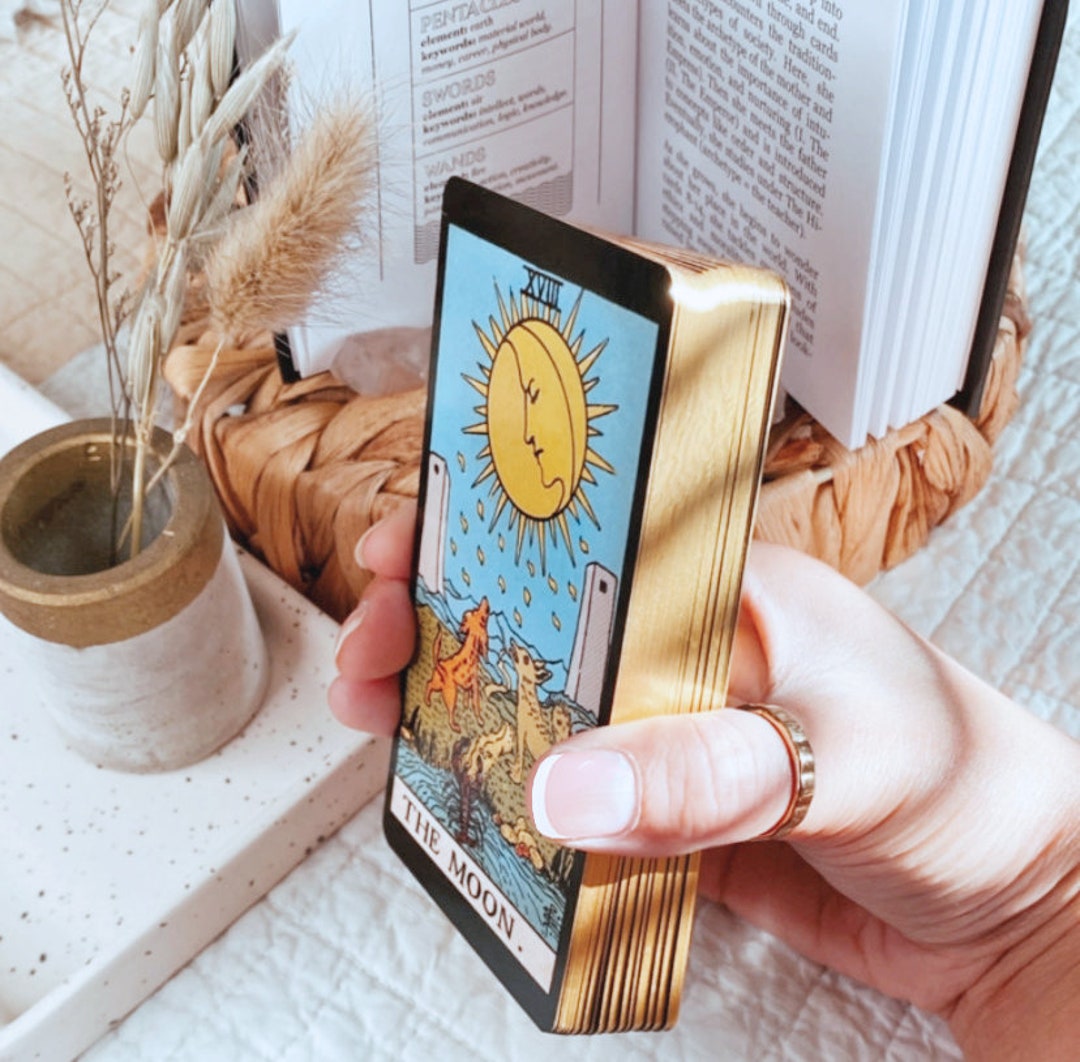 GOLD EDGE Tarot Card Deck, Tarot Deck With Guidebook, Classic Rider Waite Tarot Cards, Tarot
