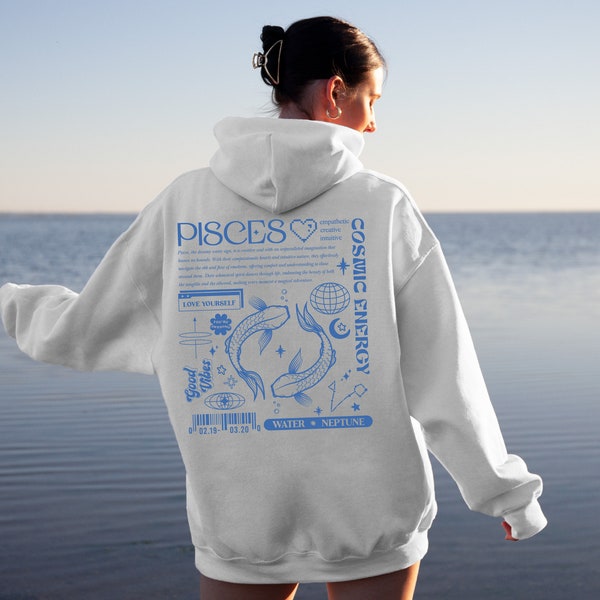 Pisces Hoodie, Astrologie Y2K Hoodie mit Sternzeichen, himmlisches Sweatshirt für Pisces Freund, Geburtstagsgeschenk für Freund, astrologische Geschenke