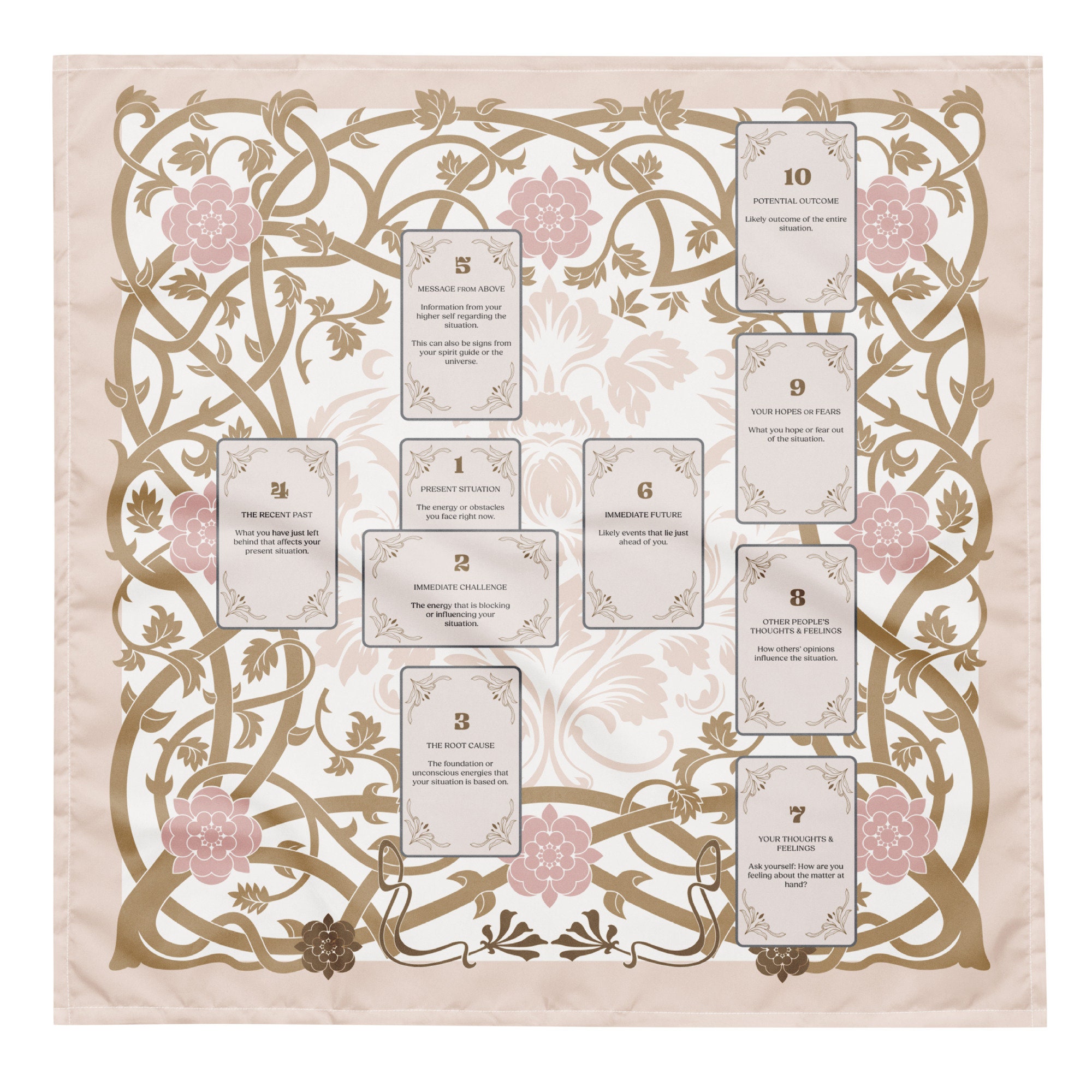 Tarot Spread Cloth with Celtic Cross | Tarot Reading Cloth | Learn Tarot Altar Cloth | Tarot Cloth for Beginners | Pretty Mat for Tarot Deck