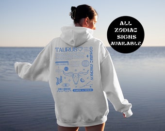 Astrology Y2K Hoodie with Zodiac Sign, Taurus Celestial Sweatshirt, Retro Astrology Gift, Trendy Positive Word Shirt for Taurus Friend