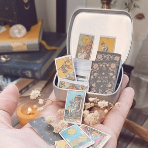 Mini Tarot Deck with Guidebook | Mini Tarot Cards with Full Rider Waite Set | Pocket Tarot Deck | with Mini Tarot Book | Little Tarot Cards
