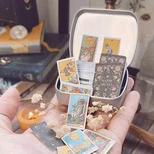 Mini Tarot Deck with Guidebook | Mini Tarot Cards with Full Rider Waite Set | Pocket Tarot Deck | with Mini Tarot Book | Little Tarot Cards