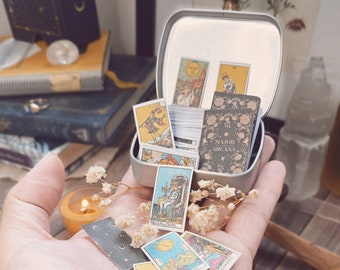 Mini Tarot Deck with Guidebook | Mini Tarot Cards with Full Rider Waite Set | Pocket Tarot Deck | with Mini Tarot Book | Little Tarot Cards