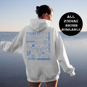 Bluza z kapturem Astrology Y2K ze znakiem zodiaku, bluza z nadrukiem Taurus Celestial, prezent retro astrologiczny, modna pozytywna koszulka z napisem dla przyjaciela Taurus