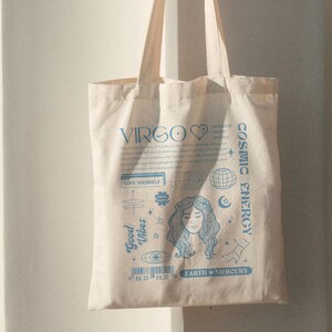 CafePress Virgo Natural Canvas Tote Bag - Reusable Shopping Bag, Two Sizes Available