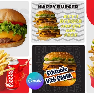 Burger, Pizza, Cafe, Restaurant, Magazine, Shopping Center, Fast Food Menu Design Canva Video Template