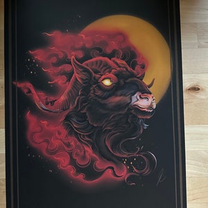 Fire Goat | Tattoo Art | Print | Tattoo Print | Tattoo Artwork | Animal Art | Custom Artwork | Zodiac | Collectables | Digital Art |Body Art