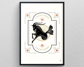 Capricorn Print, Zodiac Printable Art,Capricorn Zodiac Gifts, Zodiac Sign Gift, Capricorn Horoscope Print, Astrology Print, Digital Download