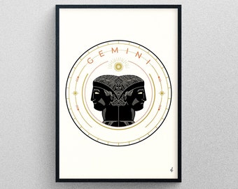GEMINI Star Sign Instant Download Print, Zodiac Art Printable, Spiritual Wall Art, Astrology Poster , DIGITAL DOWNLOAD, Gemini