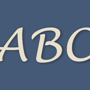 May include: The letters A, B, and C in a white cursive font on a blue background.