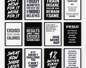 Gym Wall Art Set of 12 Prints | Home Gym Wall Decor | Gym Motivational Poster | Home Gym Sign | Workout Room Decor | Printable Wall Art