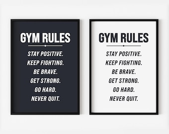 Gym Rules | Gym Motivation Wall Art | Home Gym Wall Decor | Workout Room Home Decor | Fitness Inspirational Poster | Home Gym Sign