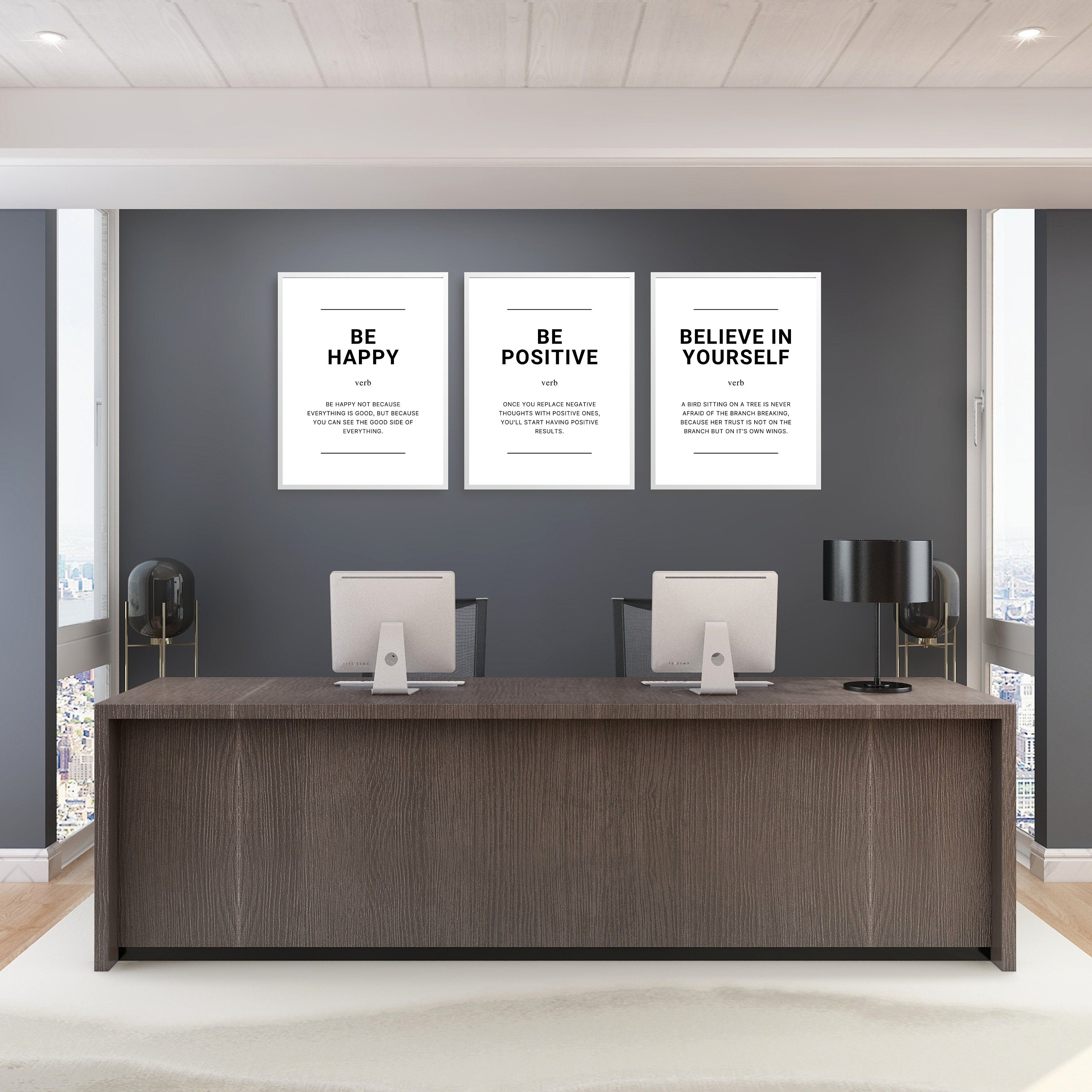 Office Wall Art Set Home Office Wall Decor Motivational Quotes Office ...