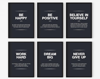 Office Wall Art Set | Home Office Wall Decor | Motivational Quotes | Office Motivational Poster | Work Hard Dream Big Never Give Up
