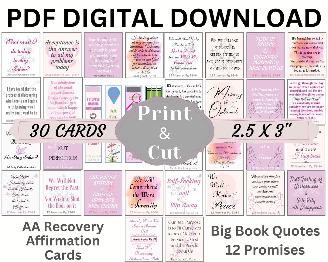 Sobriety Affirmation Cards Printable AA Recovery Gifts AA - Etsy