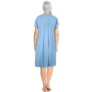 Dignity Pajamas Open Back Nightgown For Women - Cotton, Cap Sleeve, Lace Trim, Velcro Shoulders For Easy Dressing (Pale Yellow, LXL)