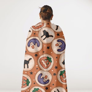 Retro Halloween Cookie Velveteen Plush Blanket Fall Home Decor Halloween Gift