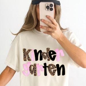 Leopard Kindergarten Teacher Sweatshirt Coquette Teacher Crewneck Back to School Gift First Day of School Teacher Shirt Teacher Appreciation