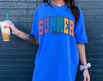 Summer Crewneck Preppy Oversized Tee VSCO Girl Beachy T Shirt Aesthetic Clothes Coconut Girl Y2k