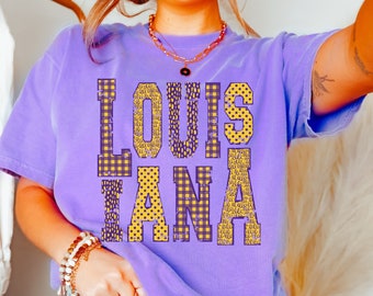 Plaid Louisiana T-shirt Womens Preppy Game Day Shirt Baton Rouge Gift