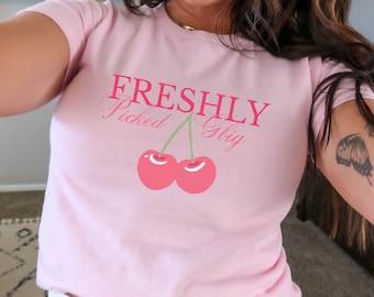 Freshly Picked Cherry Sorority Reveal Shirt Coquette Big Little Baby Tee Big Little Reveal Gift
