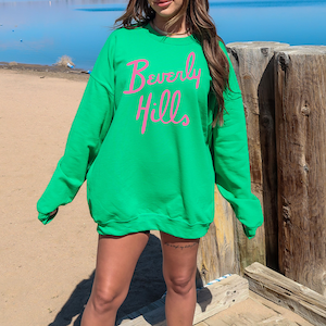 Beverly Hills Sweatshirt Preppy Oversized VSCO Crewneck Trendy Summer Sweatshirt