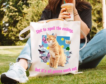 Trendy Coquette Tote Retro Cat Tote Bag Y2K