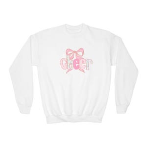 Pink Cheer Bow sweatshirt | Youth Crewneck