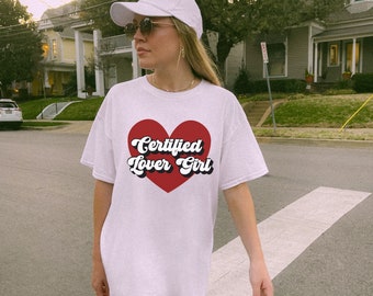 Retro Certified Lover Girl Shirt Trendy Oversized T Shirt Aesthetic Clothes Y2k Preppy VSCO Tee Cute Valentine's Day Shirt Gift For Her