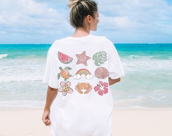 Trendy Beach Bum Shirt Oversized Aesthetic Beachy Shirt Hibiscus Flower Summer Clothes VSCO Girl Preppy Clothes Teens