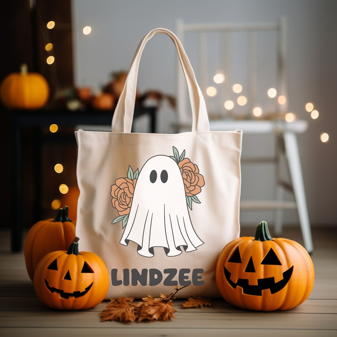Personalized Halloween Tote Bag Trick or Treat Candy Bag Kids Custom ...