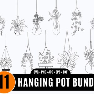 Hanging plants svg bundle, Potted Plant, House Plant Svg, Plants SVG, Houseplant Svg, Plants in Pots, Gardening, Hanging plants in pots_BD