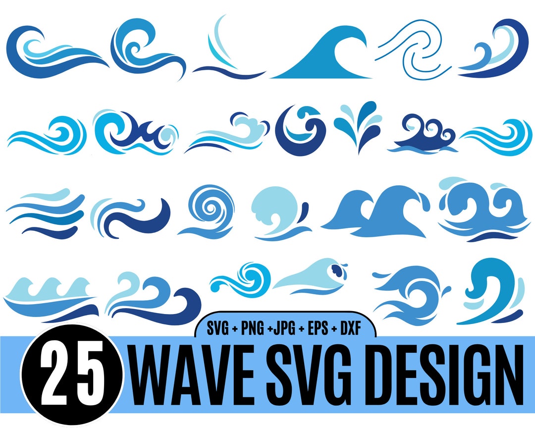 25 Wave Svg Bundle, Image of Beach Svg, Wave Cricut, Sea Waves Svg ...