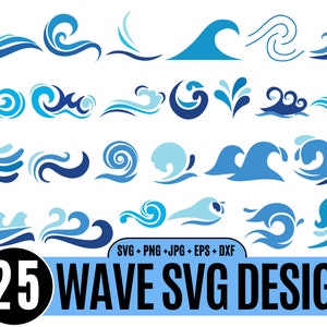 25 Wave Svg Bundle, Image of Beach Svg, Wave Cricut, Sea Waves Svg, Wave Clipart