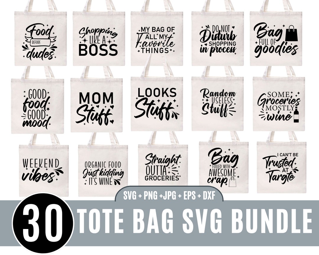 30 Tote Bag SVG Bundle Tote Bag Quotes Funny Tote Bag SVG - Etsy