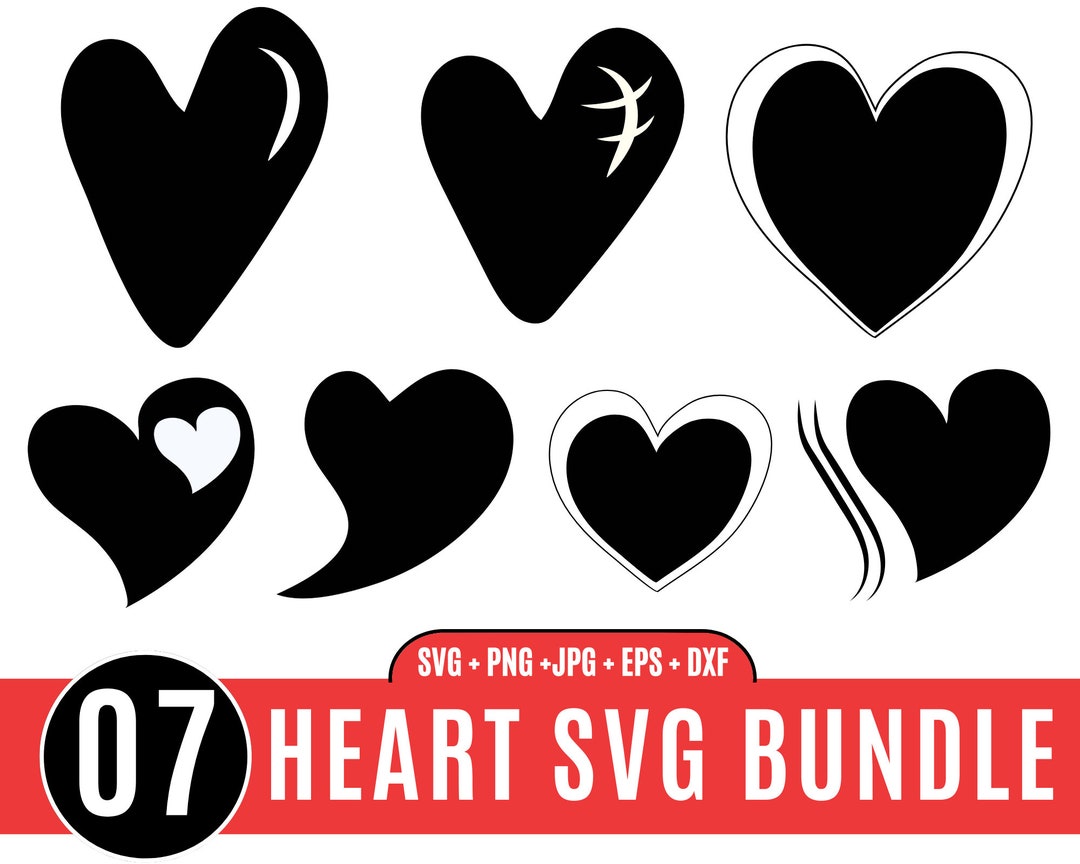 7heart Svg Bundle, Heart Svg, Hearts Svg, Heart Outline Clipart