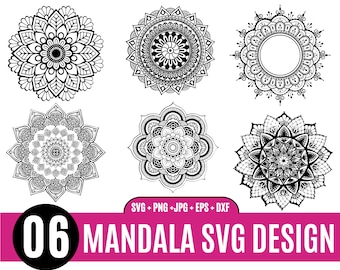 6 Mandala svg, Layered mandala svg, Mandala svg glowforge, Daisy mandala svg, Floral mandala svg_BD