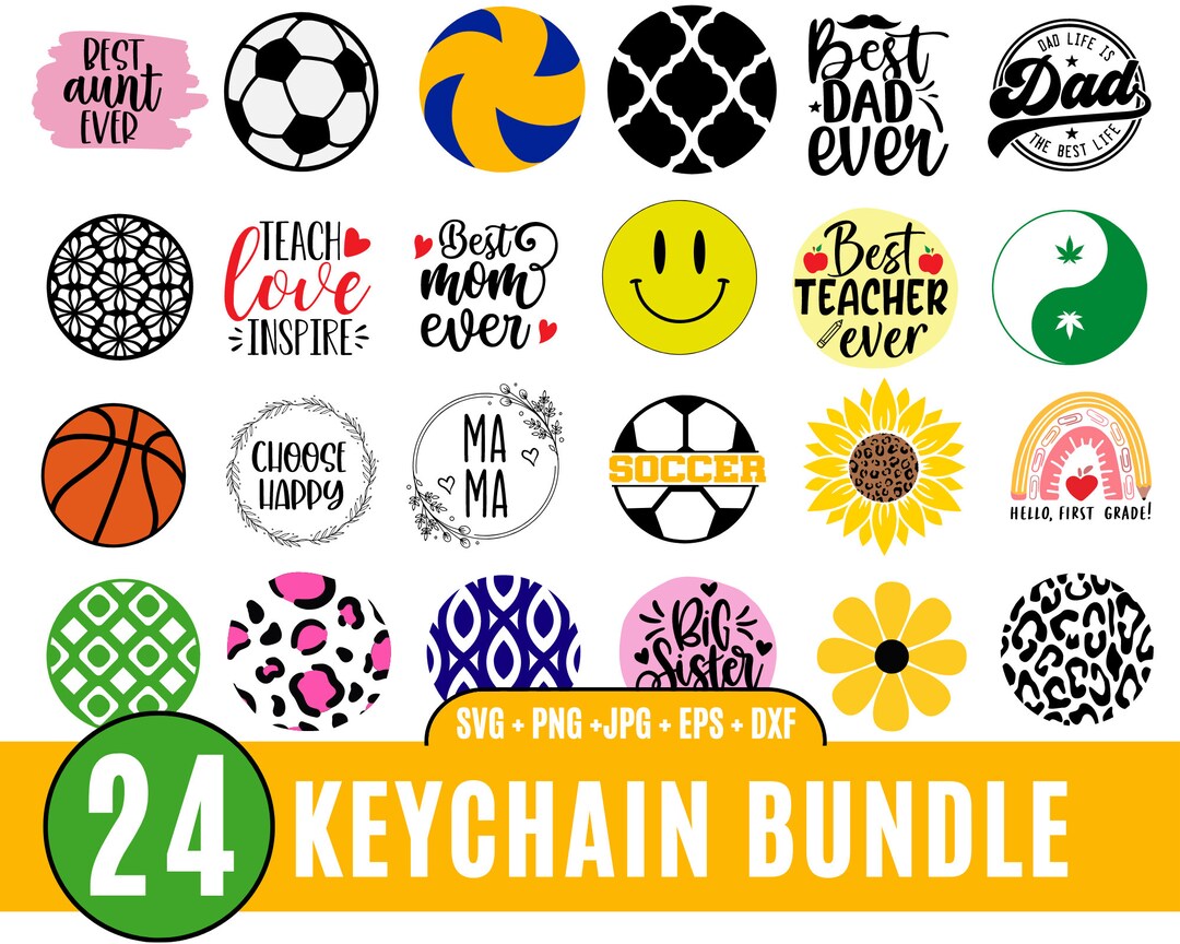 Keychain Svg Round, Keychain Designs Svg, Keychain Svg Bundle, Key ...