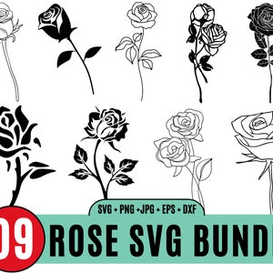Rose Bundle SVG, Rose Svg, Rose Clipart, Rose Silhouette, Rose Svg Cut File, Rose Vector, Rose Svg cut files for Cricut, Red Roses Svg