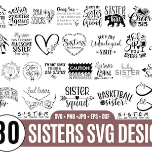 Paquete SVG de 30 hermanas, lindas hermanas a juego, hermana mayor, hermana menor, paquete SVG con citas de hermanas, SVG de hermanas, camiseta de hermana svg_BD